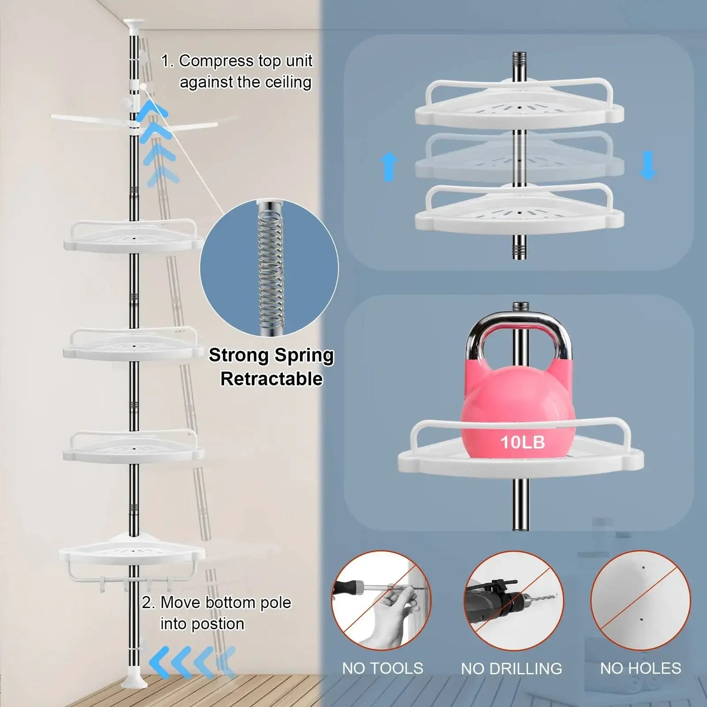 4 Tier Adjustable Shelf Bathroom Organizer