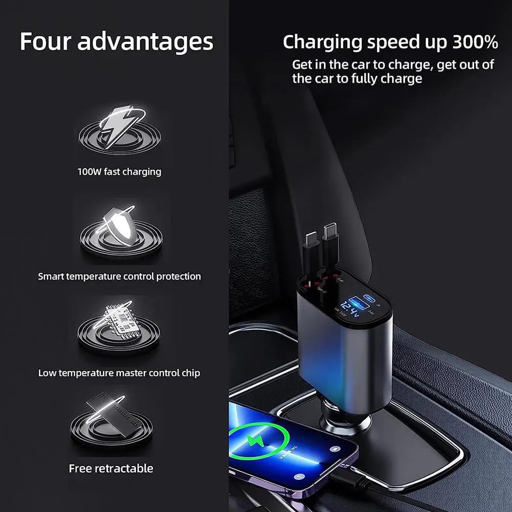 100w 4 IN 1 Fast Charge Car Charger