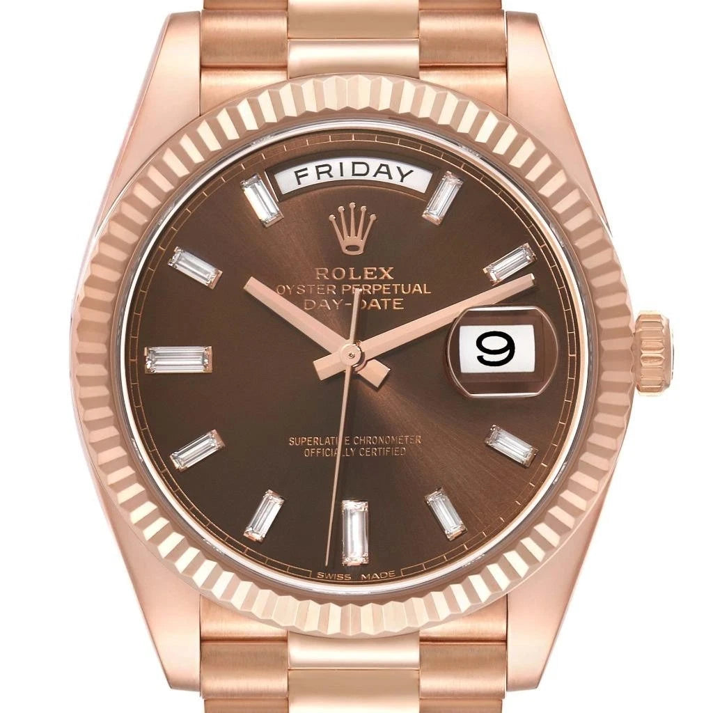 Rose Gold Chocolate Diel Watch President Day-Date 40mm